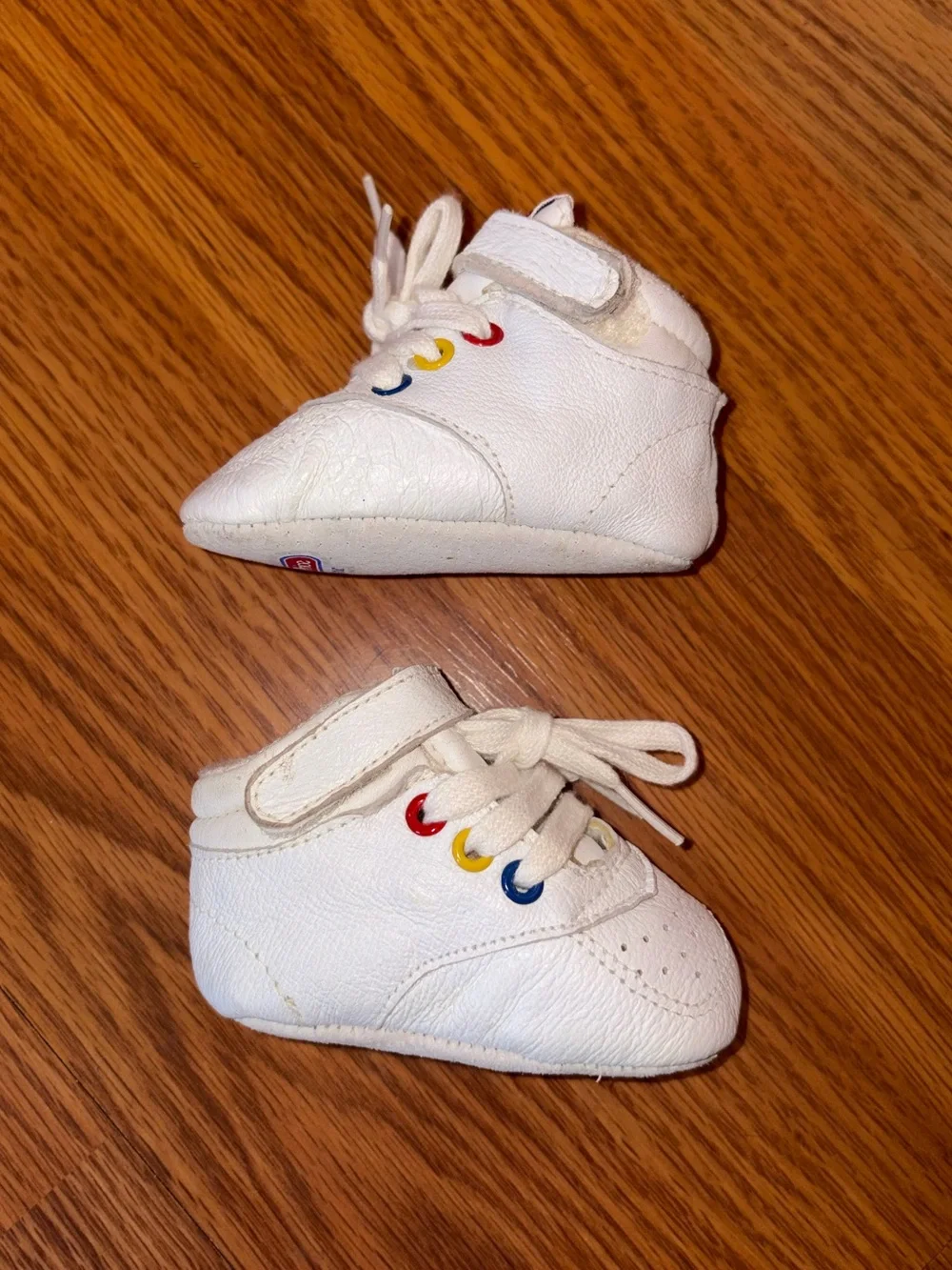 Vintage Fisher-Price White Baby Lace-Up Soft Sole Shoes